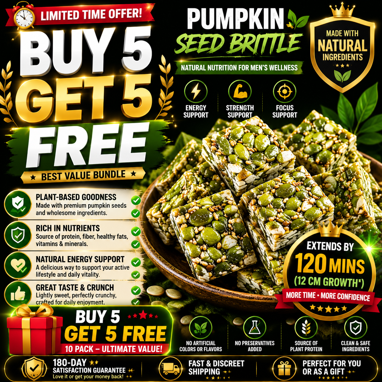 🥜🔥 Unlock Natural Male Energy & Endurance💪 Powered by Pumpkin Seed Brittle (Pumpkin Seed Crunch Candy)⚡ Clean Nutrition for Strength, Focus & Performance-YQ