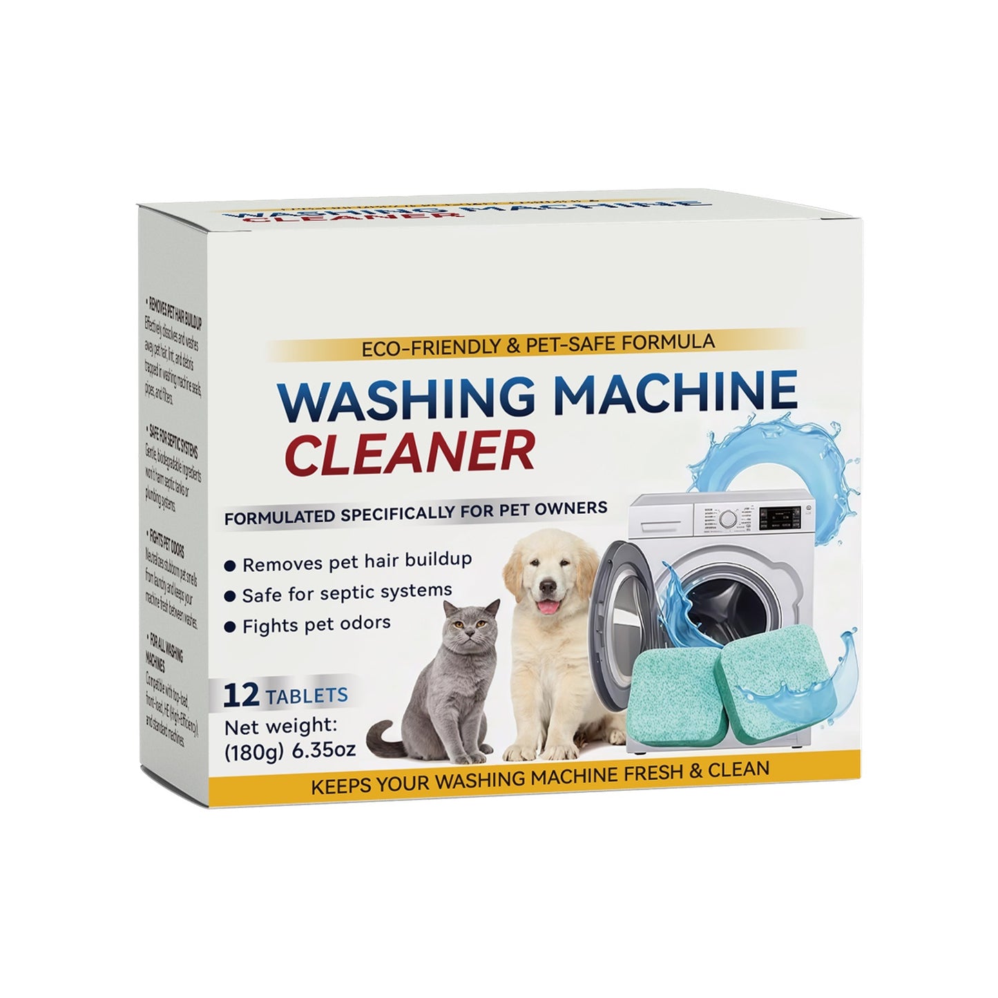 ✨ Washing Machine Cleaner Tablets – Deep Cleaning & Odor Removal for Pet Owners 💡 Removes Pet Hair, Eliminates Odors & Maintains Fresh Machine Hygiene-DG1