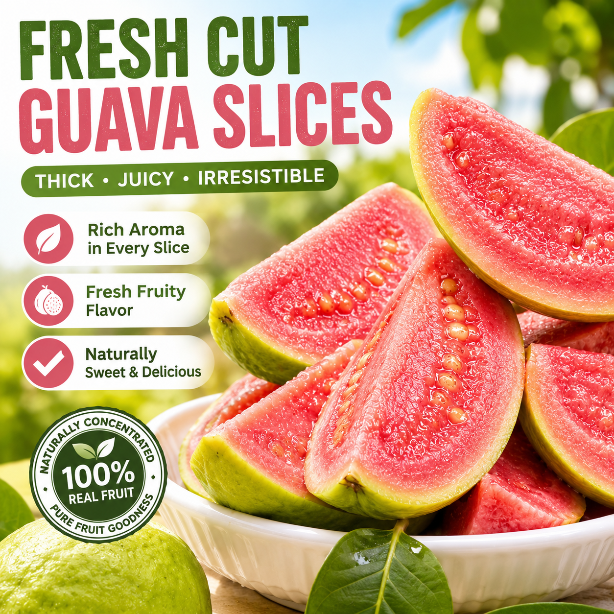 🌿✨ Say Goodbye to High-Calorie Guilt 🔥 | Fiber-Rich Red Guava Slices for Sweet Cravings 🍓🌿 - DG