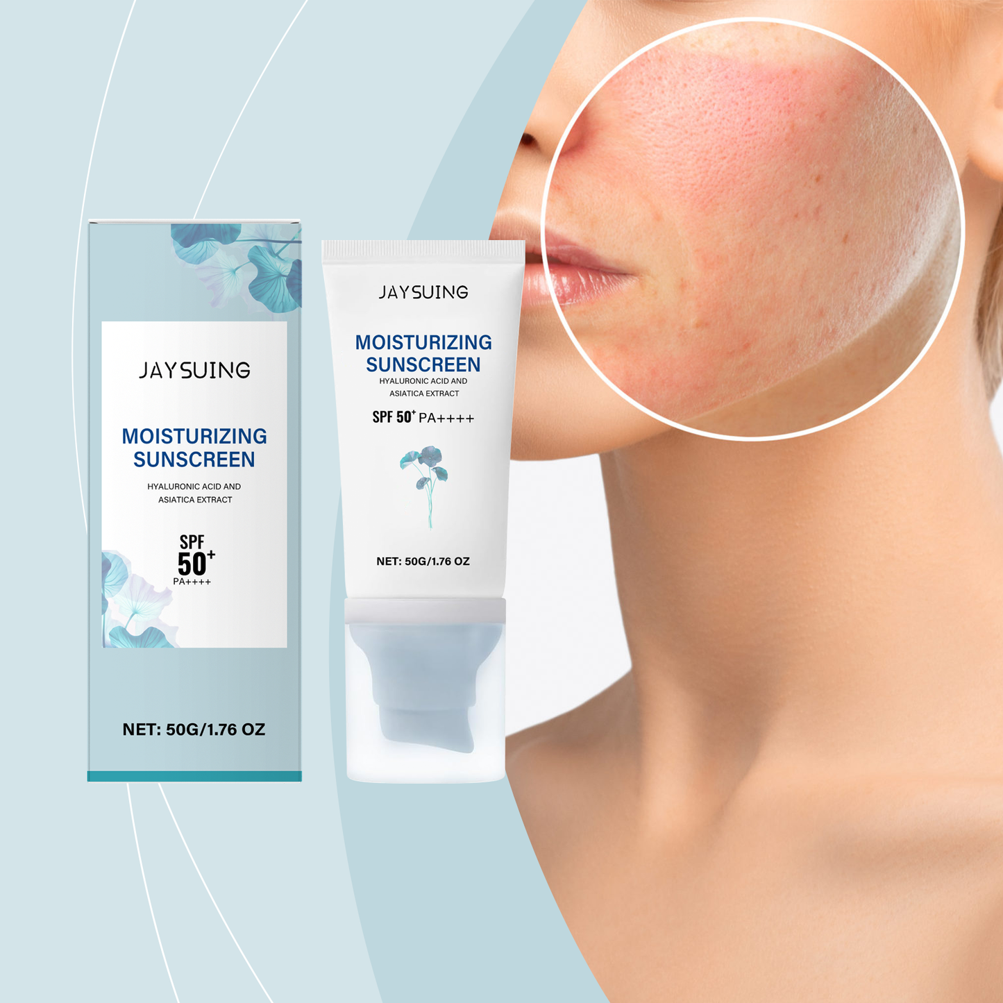 🌊 JAYSING Moisturizing Sunscreen SPF50+ PA++++ - ☀️ Lightweight Broad-Spectrum UV Protection with Hyaluronic Acid & Centella Asiatica-DG1