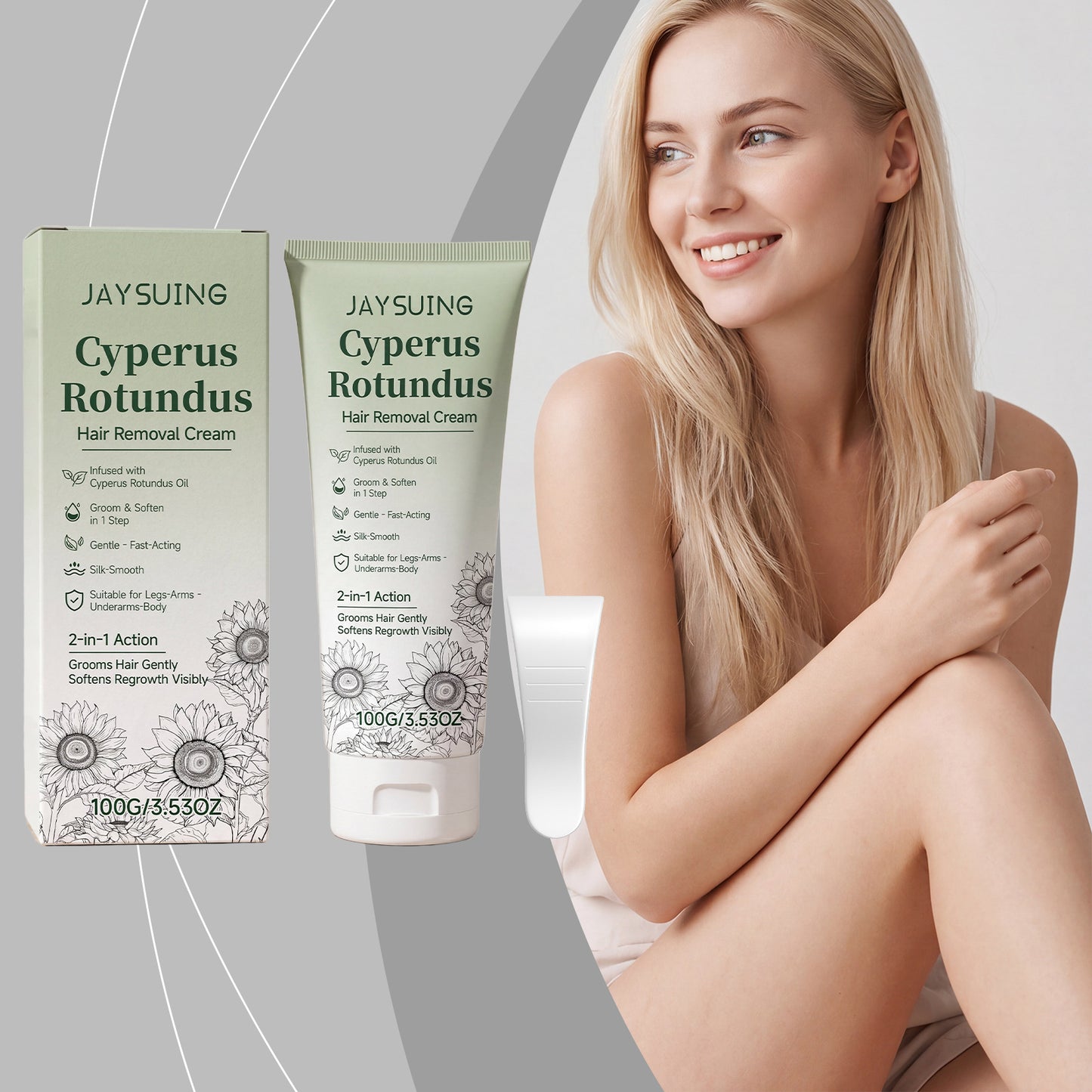 🌿✨ Cyperus Oil Hair Removal Cream – Smooth & Silky Skin in Minutes🍃 Painless, Gentle, and Effective Hair Removal-ZZ