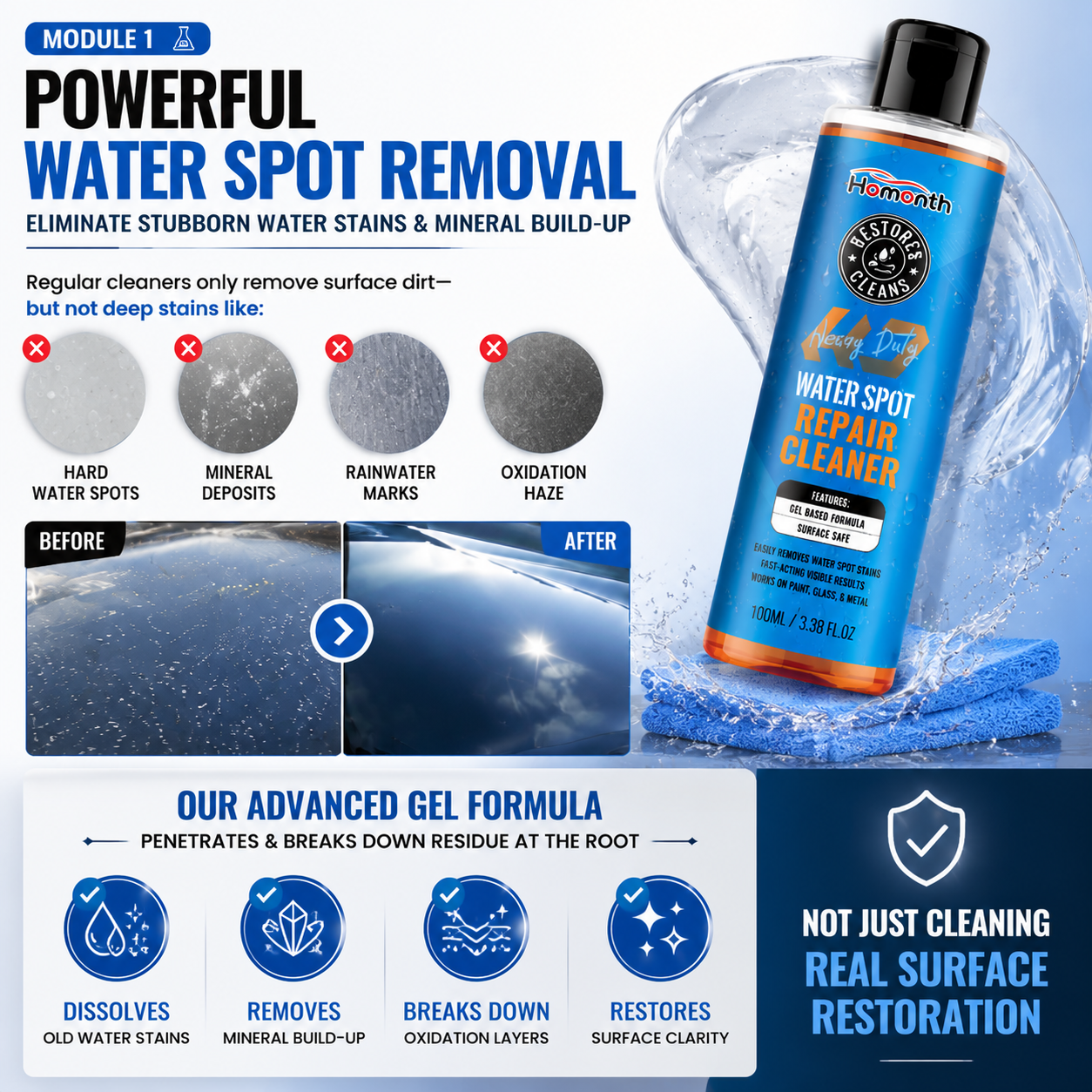 🚗💧 Water Spot Repair Cleaner – Heavy Duty Car & Home Surface Restorer ✨ | Removes Water Stains, Mineral Deposits & Oxidation | Shine & Protect Formula 🛡️-DG1