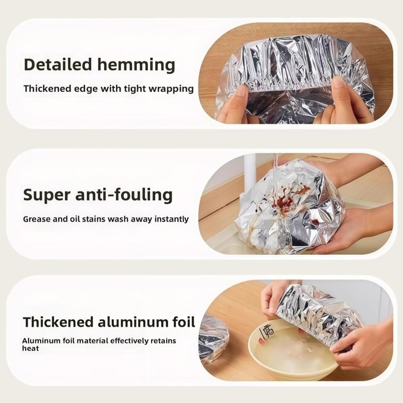 🏆Disposable Aluminum Foil Food Covers – ✨Heat Retaining Reusable Food Protection Covers for Plates, Bowls & Takeout Containers-DG1