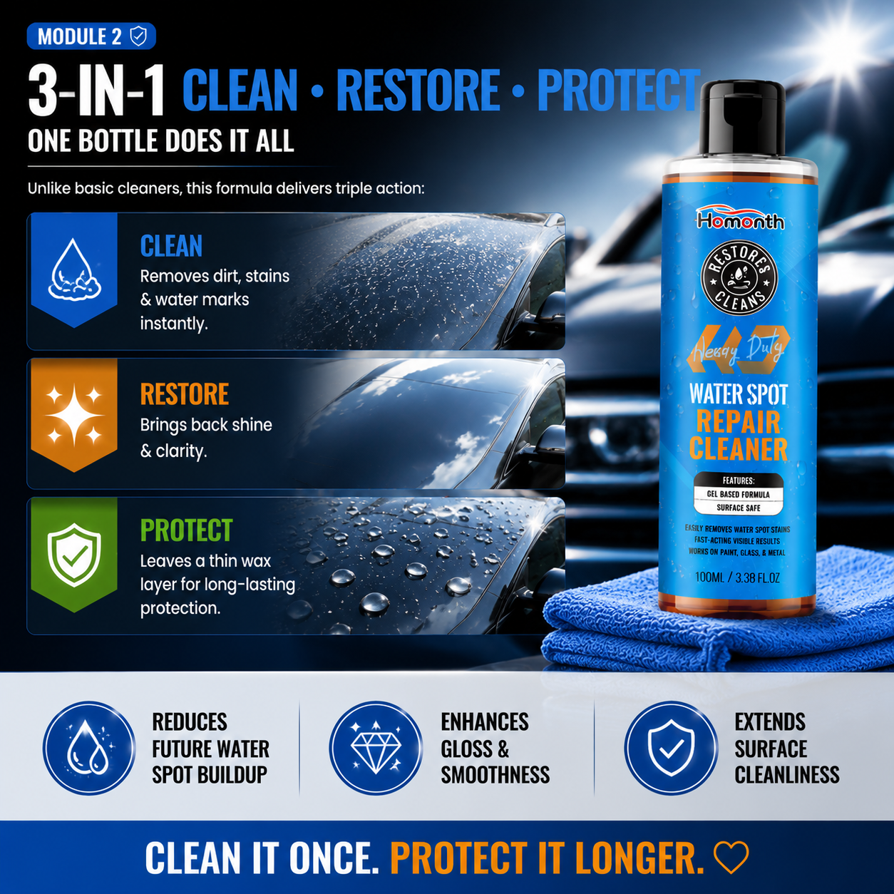 🚗💧 Water Spot Repair Cleaner – Heavy Duty Car & Home Surface Restorer ✨ | Removes Water Stains, Mineral Deposits & Oxidation | Shine & Protect Formula 🛡️-DG1