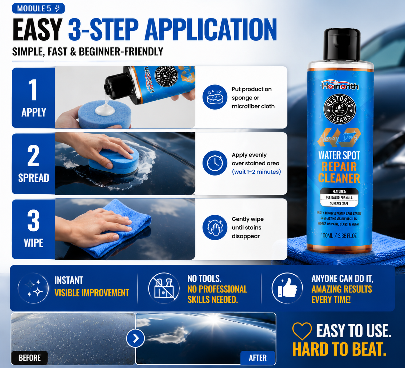 🚗💧 Water Spot Repair Cleaner – Heavy Duty Car & Home Surface Restorer ✨ | Removes Water Stains, Mineral Deposits & Oxidation | Shine & Protect Formula 🛡️-DG1