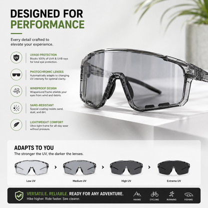 🕶️ Photochromic Outdoor Sunglasses UV400 Protection ☀️🚴  Adaptive Lenses • All-Day Comfort • Built for Adventure 🌄-YQ