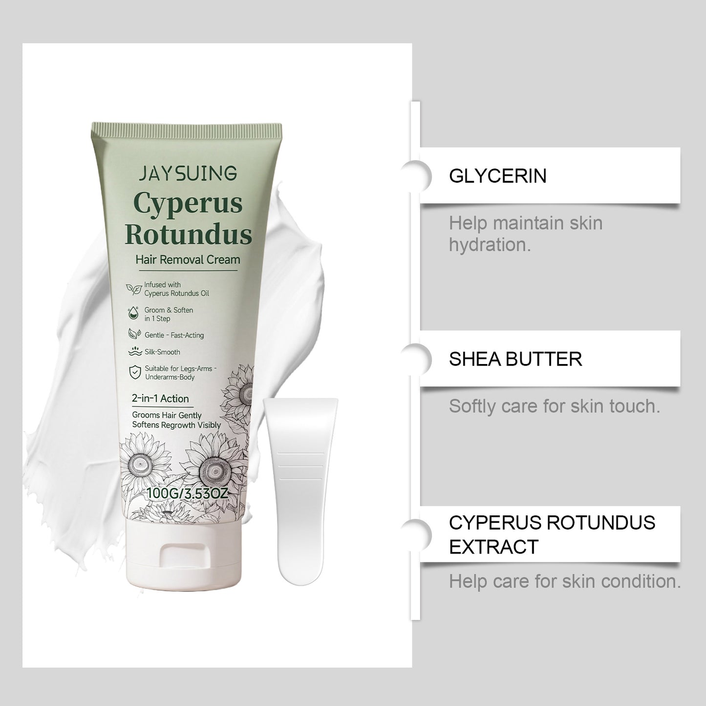 🌿✨ Cyperus Oil Hair Removal Cream – Smooth & Silky Skin in Minutes🍃 Painless, Gentle, and Effective Hair Removal-ZZ