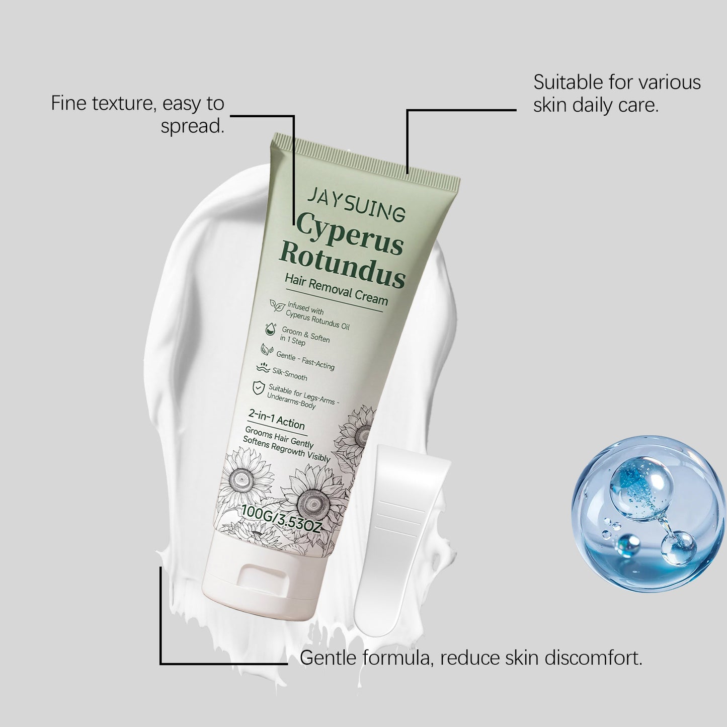 🌿✨ Cyperus Oil Hair Removal Cream – Smooth & Silky Skin in Minutes🍃 Painless, Gentle, and Effective Hair Removal-ZZ