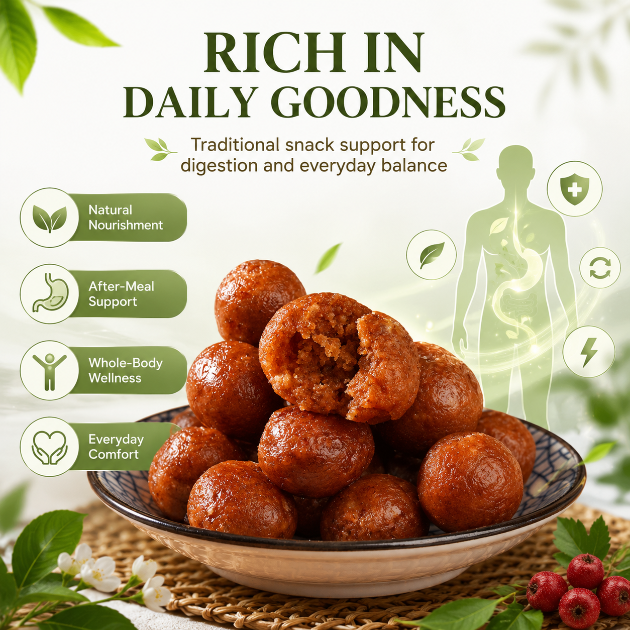 Jineijin Hawthorn Pills - Traditional Herbal Digestive Snack for Bloating, Fullness & Heavy Meals| Results in Just 5 Days-WZH