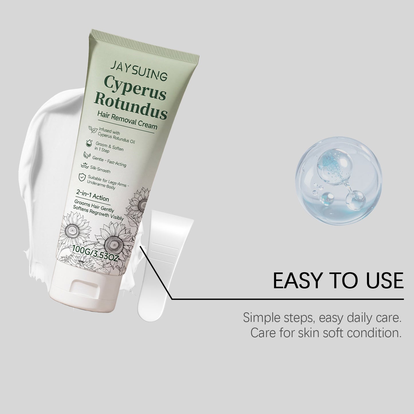 🌿✨ Cyperus Oil Hair Removal Cream – Smooth & Silky Skin in Minutes🍃 Painless, Gentle, and Effective Hair Removal-ZZ