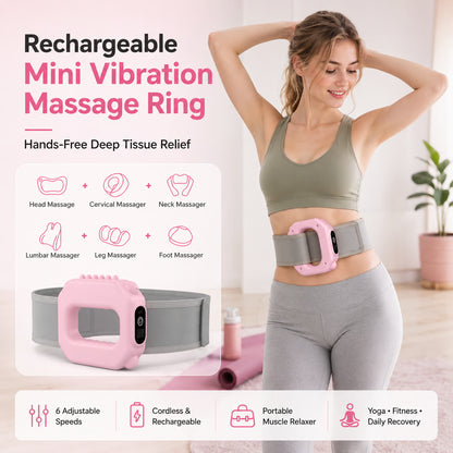 💪 Rechargeable Mini Vibration Massage Ring 💆 | 6 Adjustable Speeds ⚙️ | Cordless Deep Tissue Massager | Portable Muscle Relaxer 🧘 for Yoga, Fitness, Neck & Shoulder Relief-ZYY