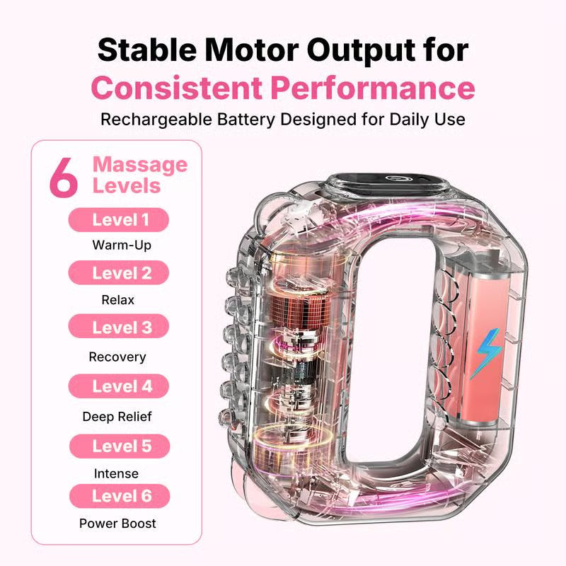 💪 Rechargeable Mini Vibration Massage Ring 💆 | 6 Adjustable Speeds ⚙️ | Cordless Deep Tissue Massager | Portable Muscle Relaxer 🧘 for Yoga, Fitness, Neck & Shoulder Relief-ZYY