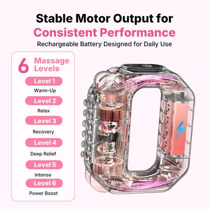 💪 Rechargeable Mini Vibration Massage Ring 💆 | 6 Adjustable Speeds ⚙️ | Cordless Deep Tissue Massager | Portable Muscle Relaxer 🧘 for Yoga, Fitness, Neck & Shoulder Relief-ZYY