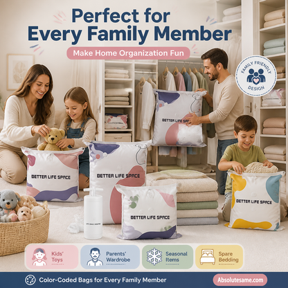 🔥✨ Hot Sale!🔥🧳 SpaceSaver No-Pump Vacuum Storage Bags ✨🏠 💨 Instantly Compress Clothes, Blankets & Bedding — No Vacuum Needed! 👕🛏️-ZZ