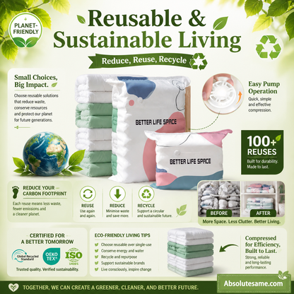 🔥✨ Hot Sale!🔥🧳 SpaceSaver No-Pump Vacuum Storage Bags ✨🏠 💨 Instantly Compress Clothes, Blankets & Bedding — No Vacuum Needed! 👕🛏️-ZZ