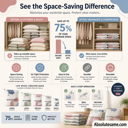 🔥✨ Hot Sale!🔥🧳 SpaceSaver No-Pump Vacuum Storage Bags ✨🏠 💨 Instantly Compress Clothes, Blankets & Bedding — No Vacuum Needed! 👕🛏️-ZZ