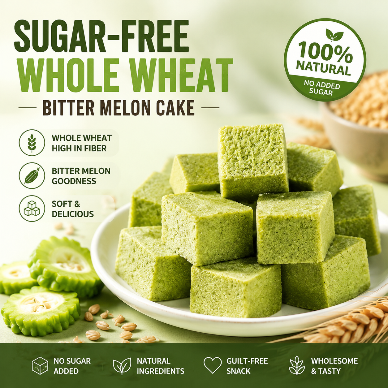🥒✨ Whole Grain Bitter Gourd Immortal Leaf Cube | Natural Detox Snack, Balances Blood Glucose, Improves Gut Metabolism for Gentle Weight Management-DG1