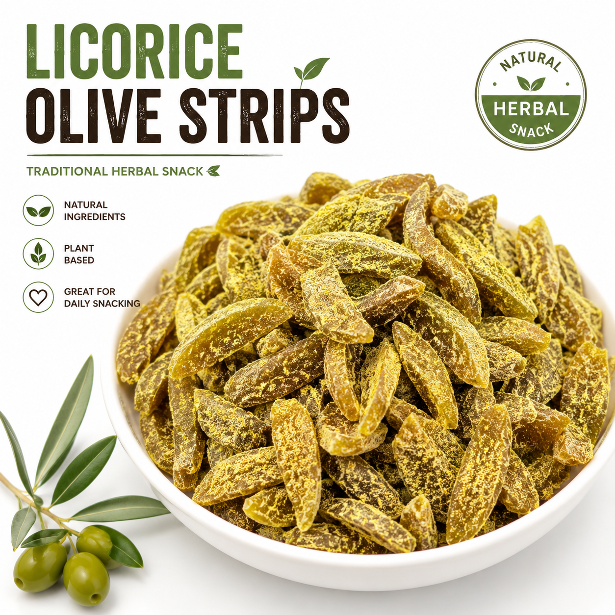 🌿🍬 Licorice Olive Strips – Traditional Herbal Snack ✨-CJY