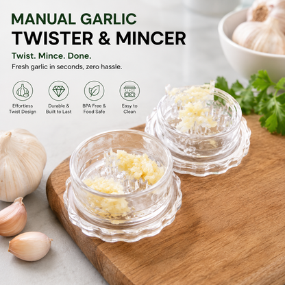 🧄✨Manual Garlic Twister & Mincer, Multi-Functional Compact Clear Kitchen Prep Gadget-CJY