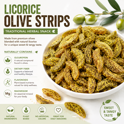 🌿🍬 Licorice Olive Strips – Traditional Herbal Snack ✨-CJY