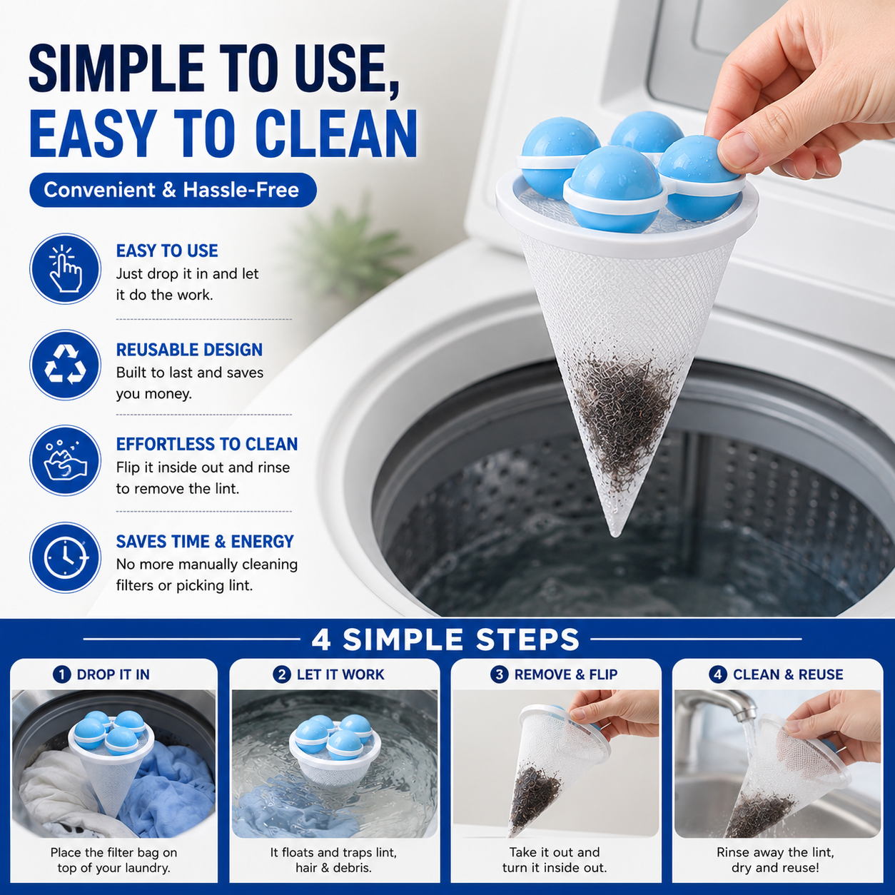 🌊✨ Hot Sale! 🧺 Floating Lint Mesh Bag 🐾💦 – Keep Your Washer & Dryer Clean, Catch Lint & Hair Effortlessly 🌀♻️ Safe for All Fabrics | Eco-Friendly & Reusable | Perfect for Laundry Day! 🧼💖-ZZ