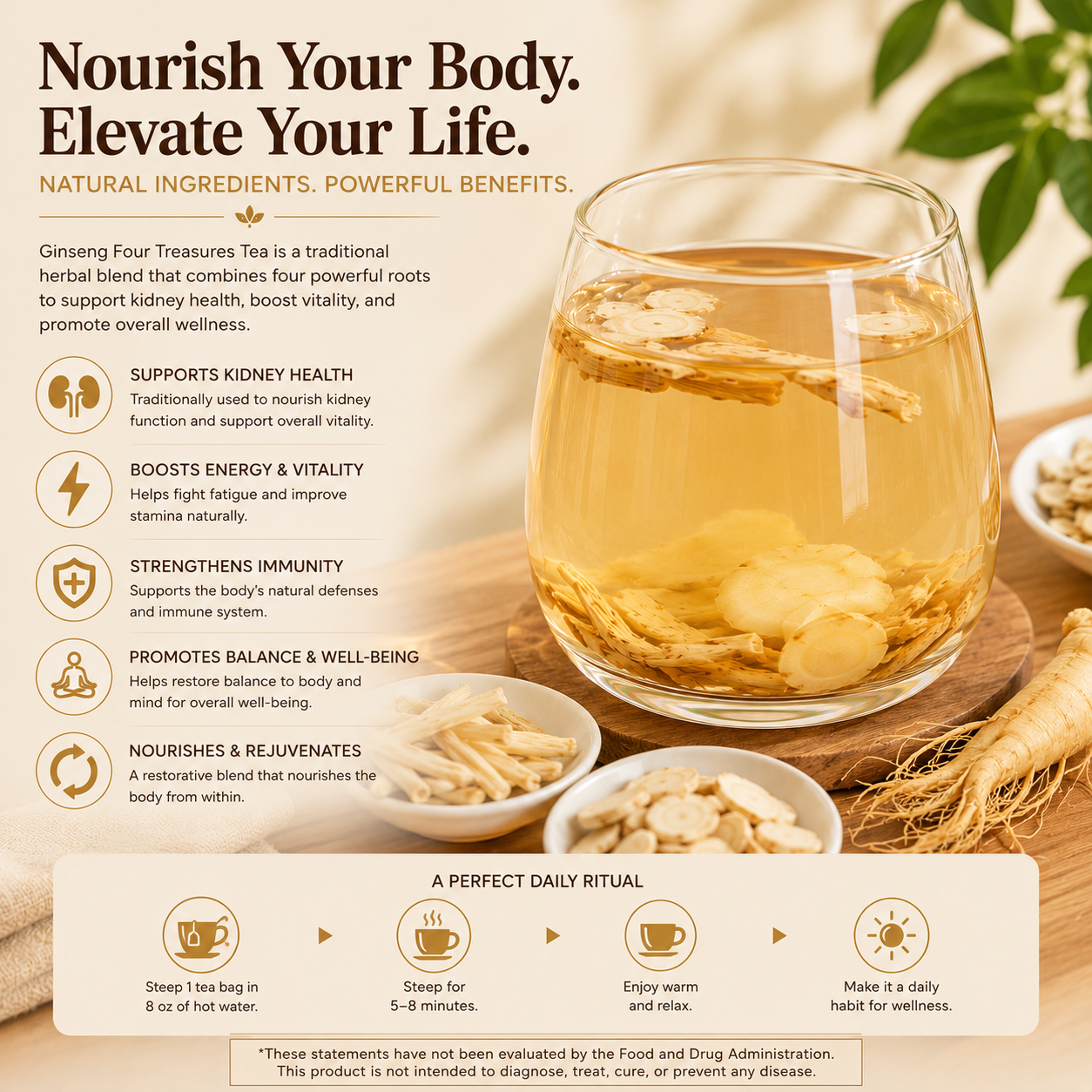 🌟🍵 Ginseng Four Treasures Tea – Revitalize Your Body & Mind-CJY