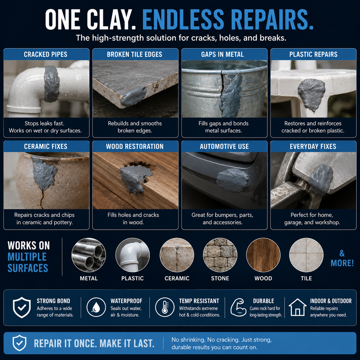 🔧 High-Strength Multi-Purpose Repair Clay – Durable, Waterproof, & Easy to Use 🛠️-CJY
