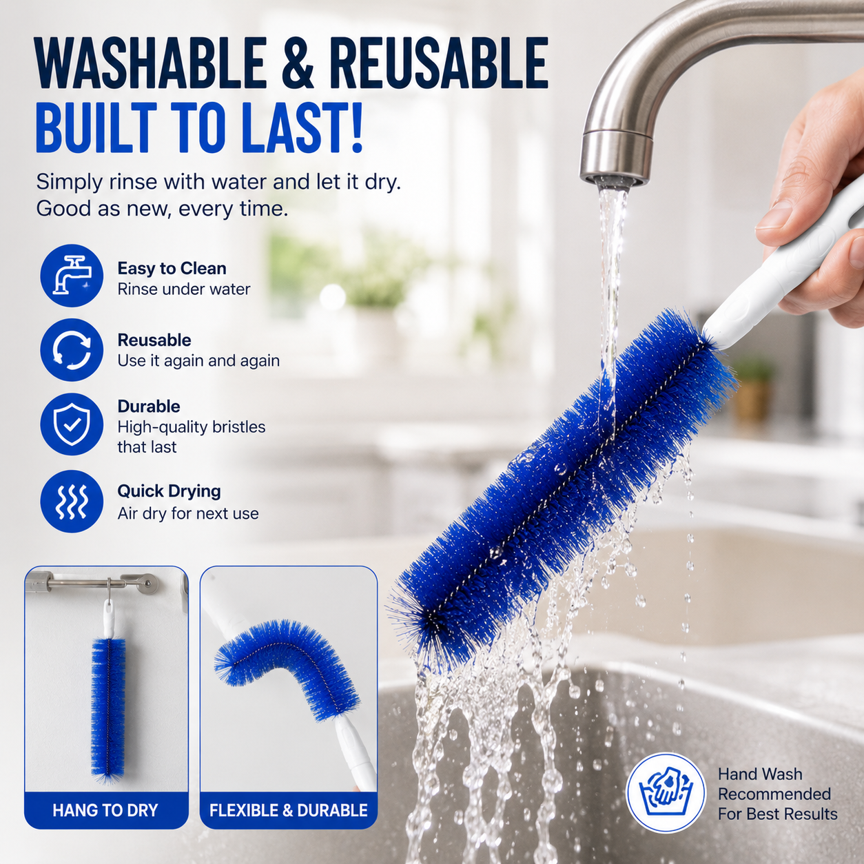 🌀 Bendable Microfiber Cleaning Brush ✨ Reusable Washable Dust Removal Brush for Ceiling Fan Blades-CJY
