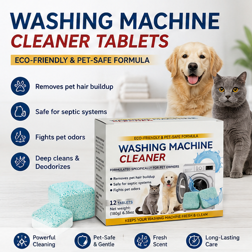 ✨ Washing Machine Cleaner Tablets – Deep Cleaning & Odor Removal for Pet Owners 💡 Removes Pet Hair, Eliminates Odors & Maintains Fresh Machine Hygiene-DG1