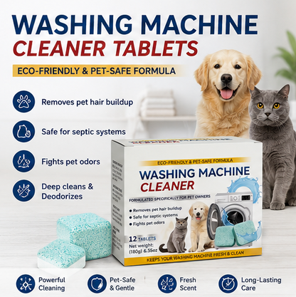 ✨ Washing Machine Cleaner Tablets – Deep Cleaning & Odor Removal for Pet Owners 💡 Removes Pet Hair, Eliminates Odors & Maintains Fresh Machine Hygiene-DG1