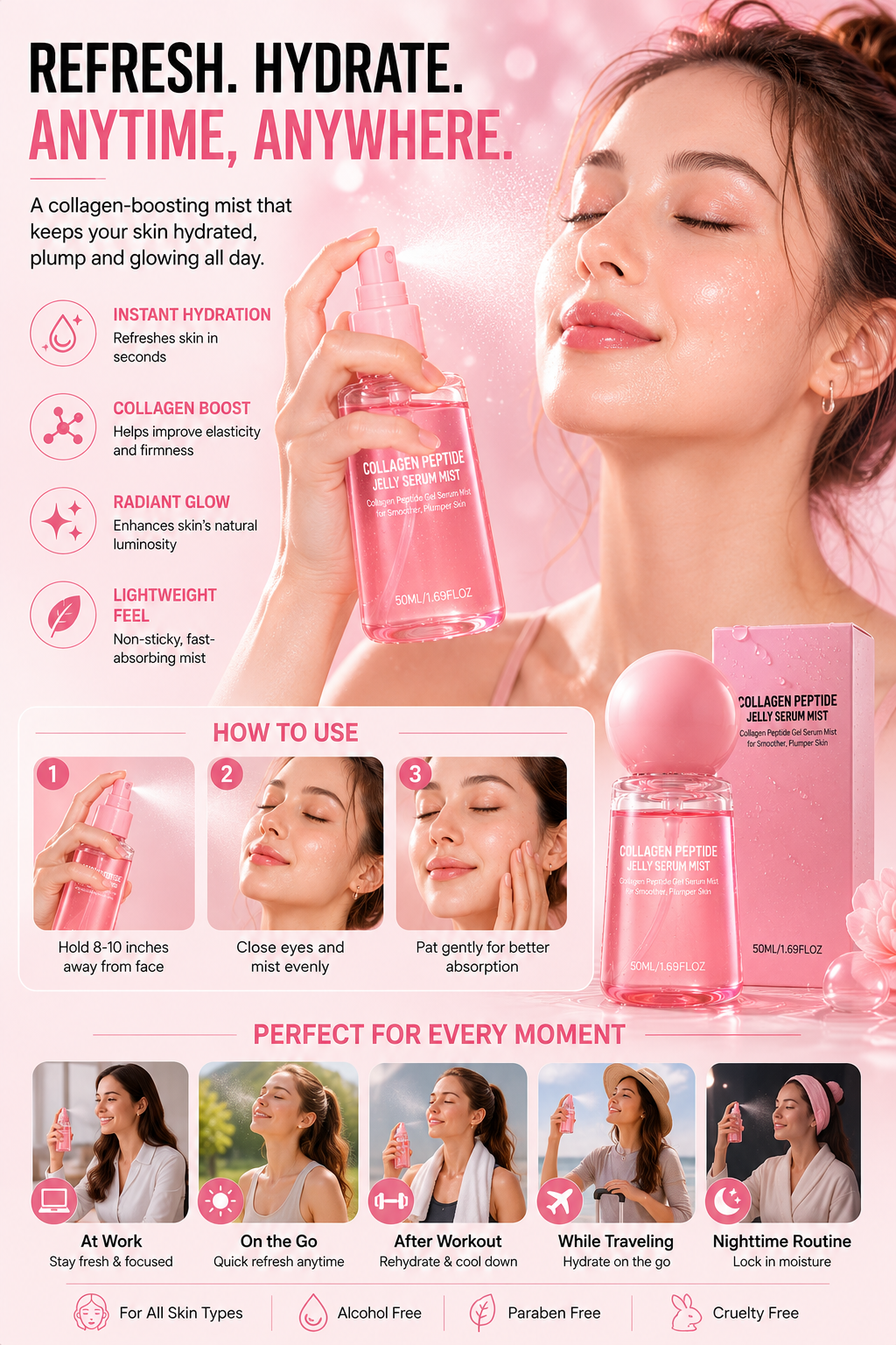 ✨Collagen Peptides Jelly Serum Mist💧 | Hydrating, Plumping & Anti-Aging Face Spray-CJY