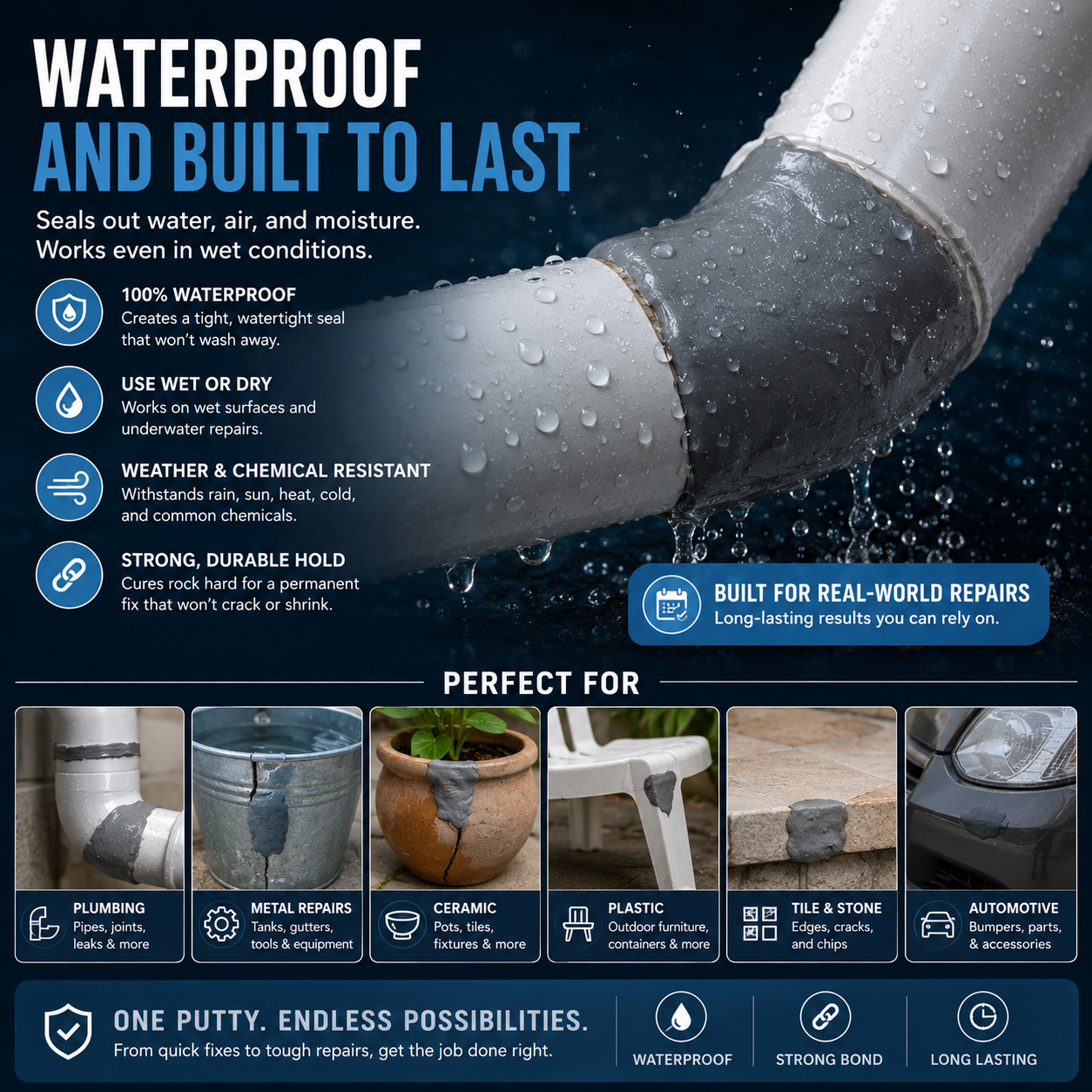 🔧 High-Strength Multi-Purpose Repair Clay – Durable, Waterproof, & Easy to Use 🛠️-CJY