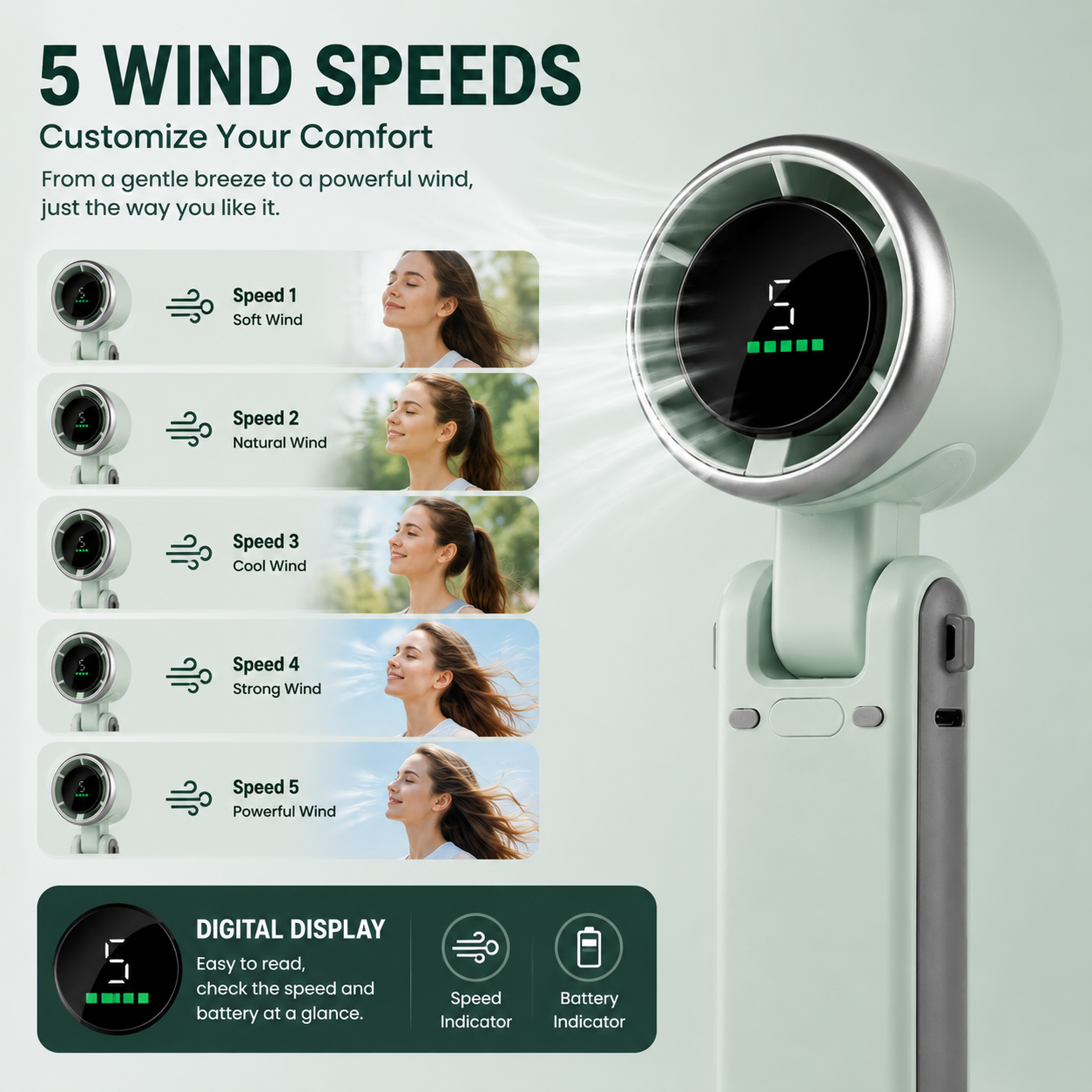 🌬️ Portable Handheld Turbo Fan 5-Speed ❄️-CJY