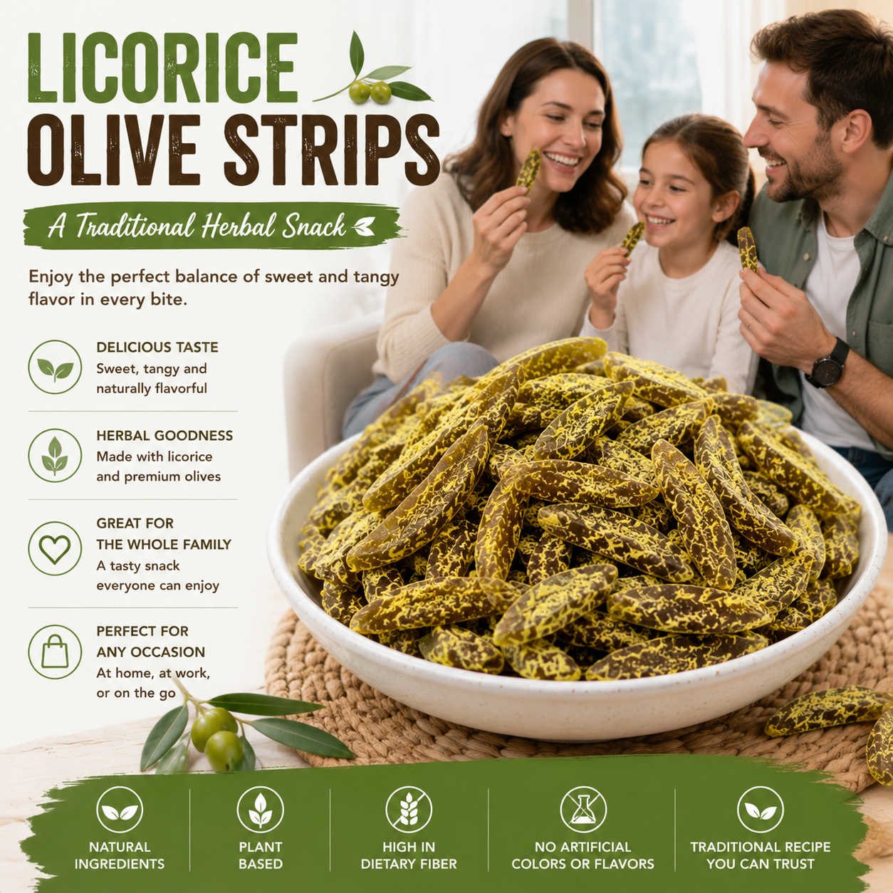 🌿🍬 Licorice Olive Strips – Traditional Herbal Snack ✨-CJY