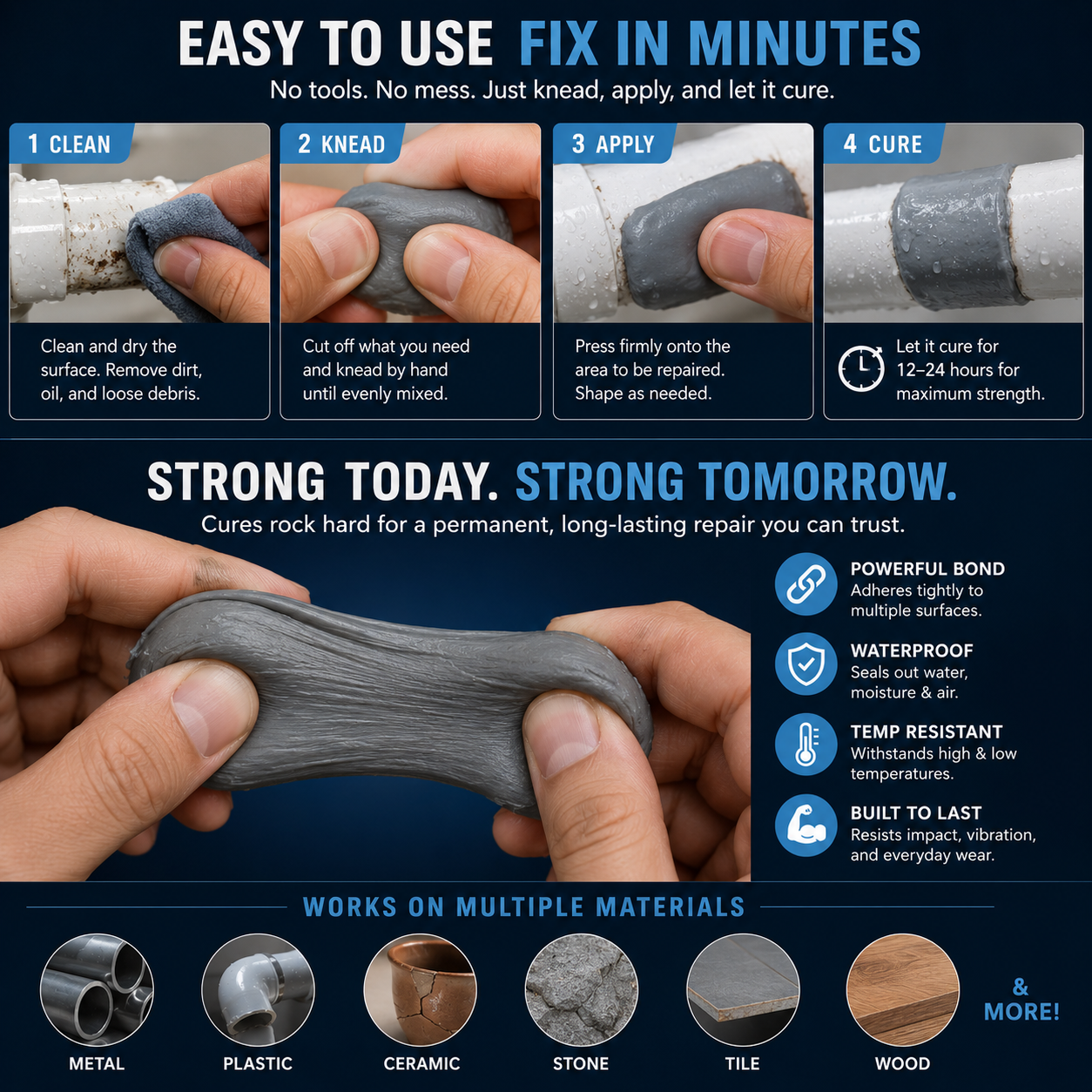 🔧 High-Strength Multi-Purpose Repair Clay – Durable, Waterproof, & Easy to Use 🛠️-CJY