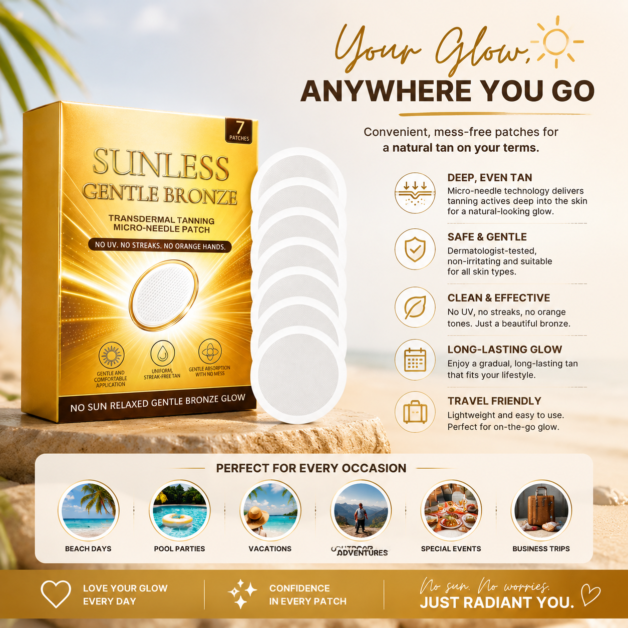 🌞 Sunless Gentle Bronze Micro-Needle Patch – Effortless Radiant Tan Anywhere! ✨-CJY