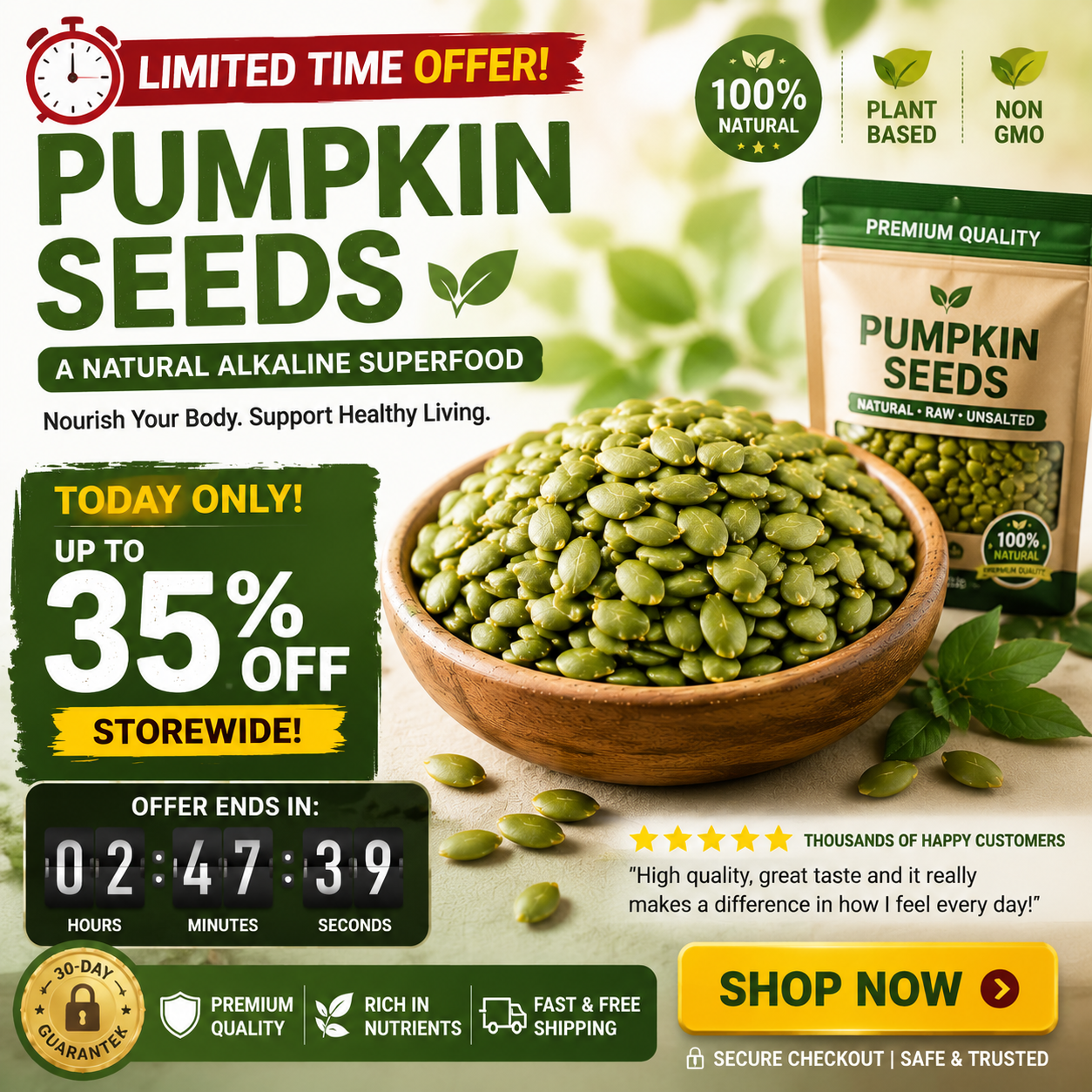 🎃🌿 Pumpkin Seeds – Natural Alkaline Superfood Snack 💪✨-ZZ