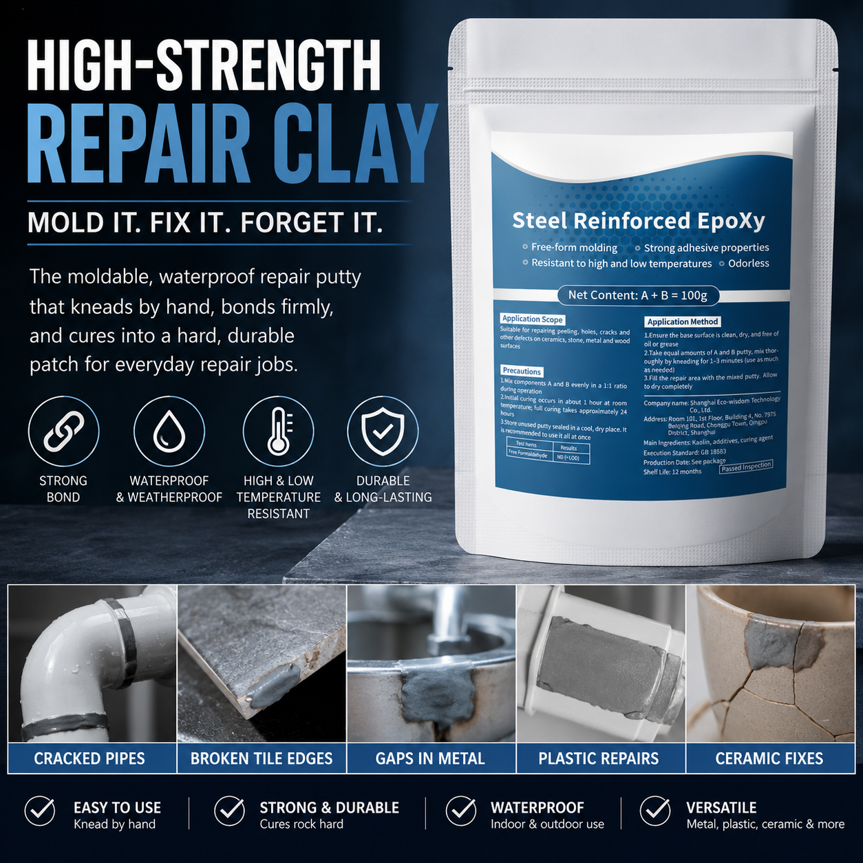 🔧 High-Strength Multi-Purpose Repair Clay – Durable, Waterproof, & Easy to Use 🛠️-CJY