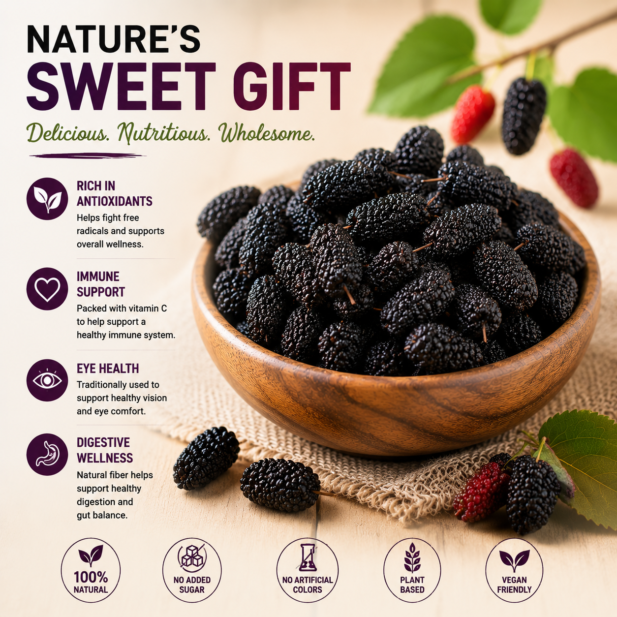 🍇💜 Premium Dried Mulberries – Natural Superfruit Snack ✨-CJY