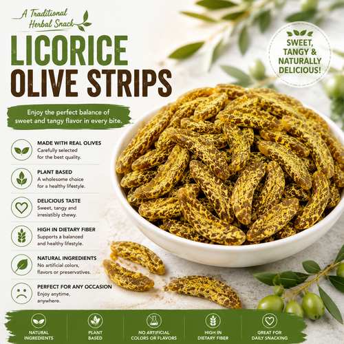 🌿🍬 Licorice Olive Strips – Traditional Herbal Snack ✨-CJY