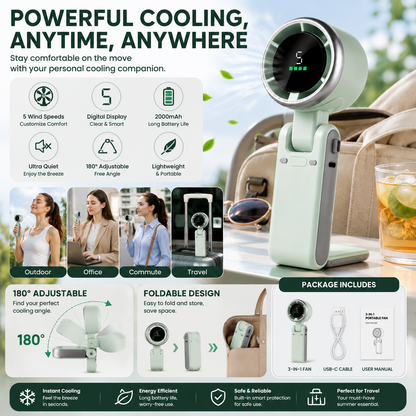 🌬️ Portable Handheld Turbo Fan 5-Speed ❄️-CJY
