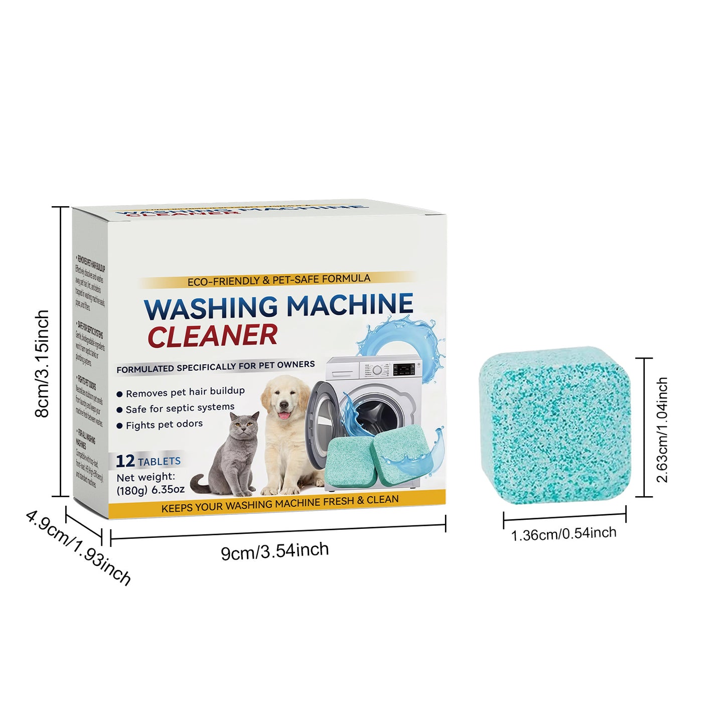 ✨ Washing Machine Cleaner Tablets – Deep Cleaning & Odor Removal for Pet Owners 💡 Removes Pet Hair, Eliminates Odors & Maintains Fresh Machine Hygiene-DG1