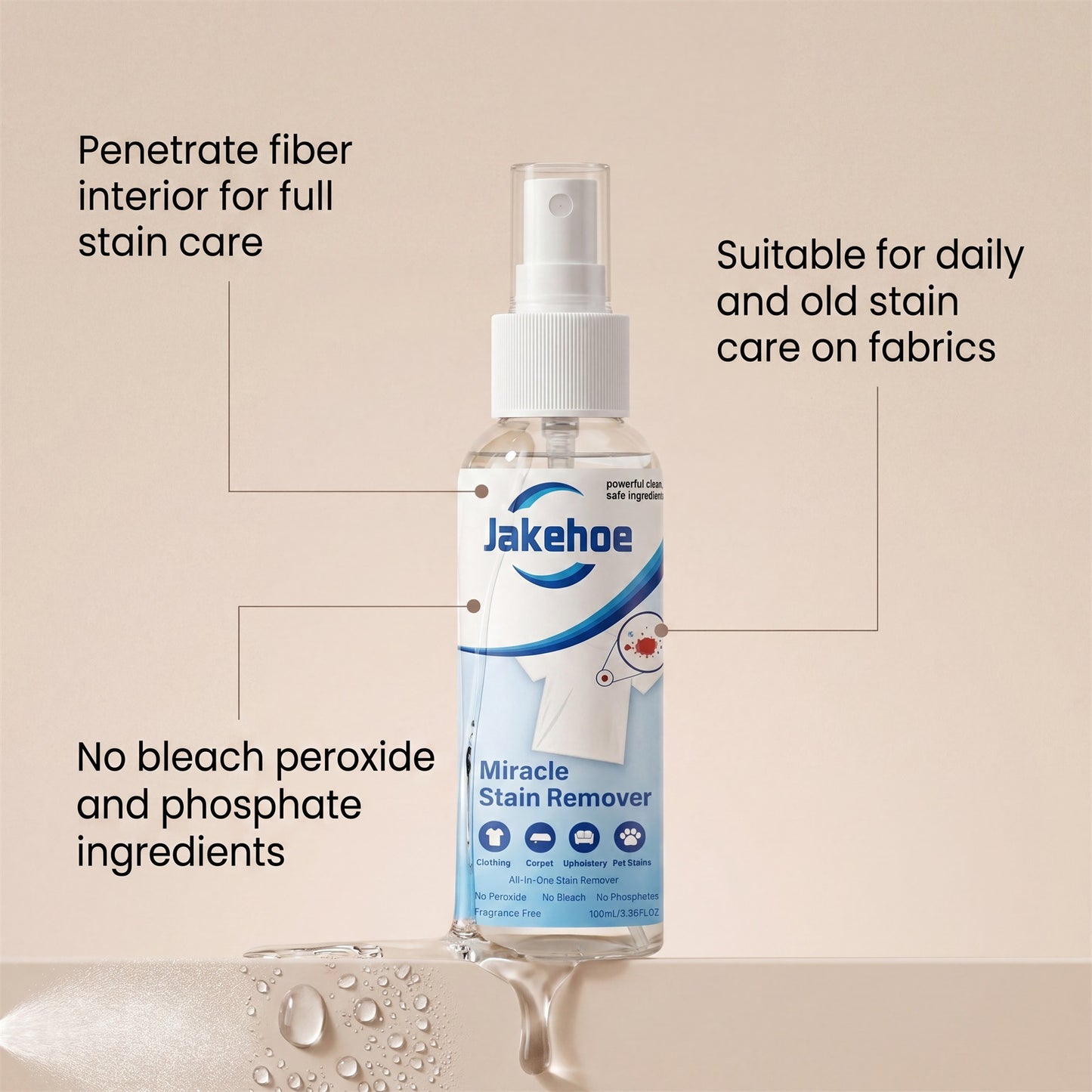 ✨🧴【Jakehoe® Miracle Stain Remover】💙 Powerful Fabric Stain Remover Spray | Fast-Acting • Gentle Formula • Safe on Fabrics • Multi-Surface Cleaning-DG1