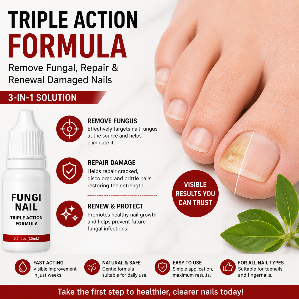 💅 ✨ Extra Strength Toenail Fungus Treatment 🌿🚀 | Triple Action Antifungal Solution for Thick, Damaged & Discolored Nails ⭐ - DG