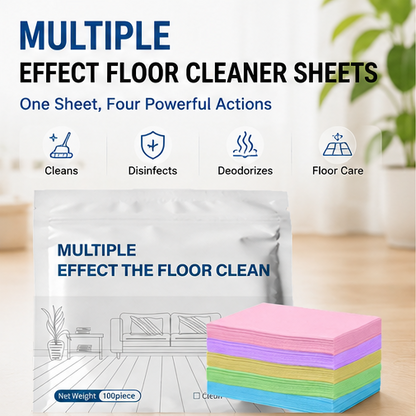 🧼【Multi-Effect Floor Cleaner Sheets】✨ Dissolvable Deep-Clean Floor Cleaning Pads 🌿 Deodorizing & Floor Care Formula for Families, Pet Homes, Hardwood, Tile & Daily Household Cleaning-DG1