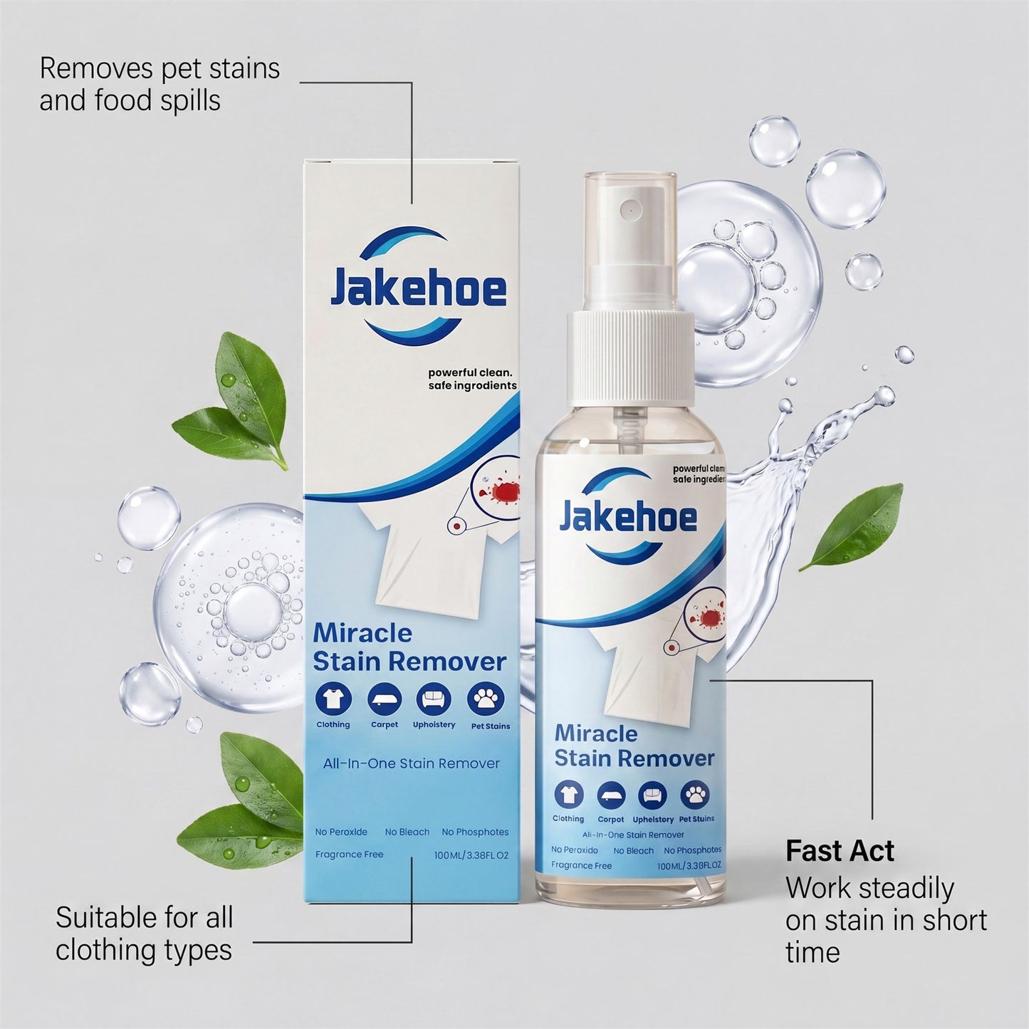 ✨🧴【Jakehoe® Miracle Stain Remover】💙 Powerful Fabric Stain Remover Spray | Fast-Acting • Gentle Formula • Safe on Fabrics • Multi-Surface Cleaning-DG1