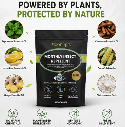 🌿 MoonSpry™ Monthly Insect Repellent Powder 🐜 🏡 Natural Plant-Based Pest Deterrent for Indoor & Outdoor Use • 🛡 Long-Lasting Protection for Homes, Gardens, Patios & Storage Areas-DG1