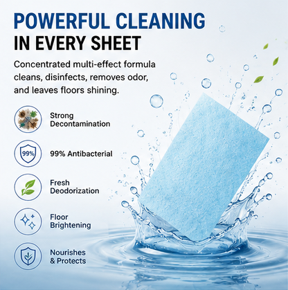 🧼【Multi-Effect Floor Cleaner Sheets】✨ Dissolvable Deep-Clean Floor Cleaning Pads 🌿 Deodorizing & Floor Care Formula for Families, Pet Homes, Hardwood, Tile & Daily Household Cleaning-DG1