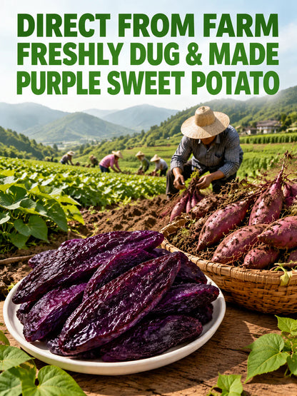 🍠 Farmhouse Dried Purple Sweet Potato Strips ✦ 0 Fat 🟢｜No Added Sugar 🚫｜Soft Chewy Texture 🤤｜Rich Dietary Fiber 🥗｜Supports Healthy Blood Lipids 🩸 & Cardiovascular Heart Health ❤️-ZYY