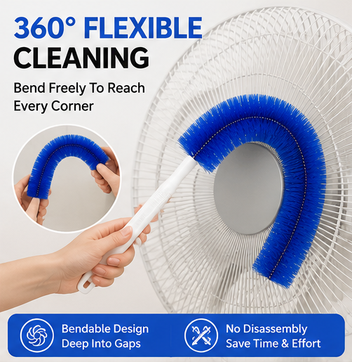 ✨ Flexible Fan Dust Cleaning Brush – 🌀Bendable 360° Cleaning Brush for Fans, Air Vents, Screens & Hard-to-Reach Spaces-DG1